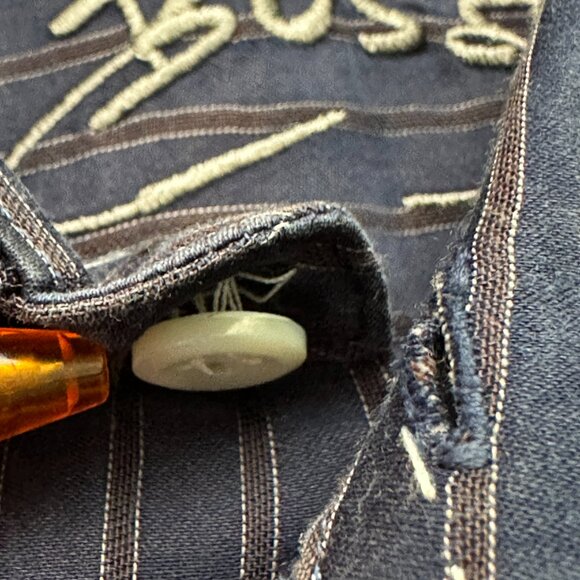 Hugo Boss Shirt Mens Medium Blue Stripe Cotton Button Up Long Sleeve - Picture 10 of 10